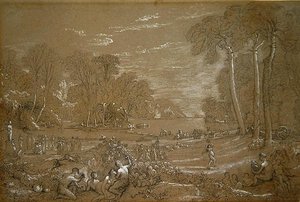 Studie för guldåldern (penna och krita på papper) av Francis Danby