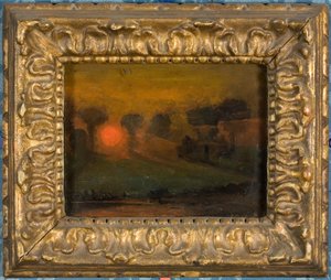 Sunset through Trees, ca 1855 (olja på kort) av Francis Danby