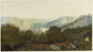 Avon Gorge with Clifton and the Hotwells, Bristol, ca 1820 (wc & kroppsfärg över grafit på vävt papper) av Francis Danby