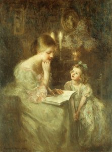 Storytime (olja på duk) av Francis Day