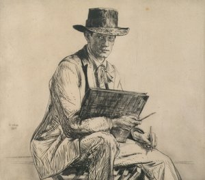 Porträtt av Henry Rushbury (1889-1968) 1914 (etsning)