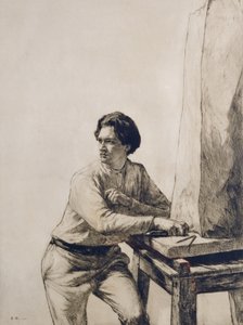 Porträtt av Jacob Epstein (1880-1959) 1909 (torrnålsetsning i mörkbrunt bläck)
