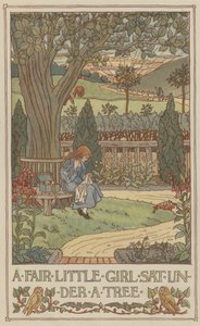 En vacker liten flicka satt under ett träd (färglitografi) av Francis Donkin Bedford