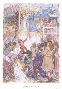 Bartholomew Fair (färglitografi) av Francis Donkin Bedford