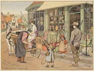 Bedfords bok om butiker: Järnhandlare (färglitografi) av Francis Donkin Bedford
