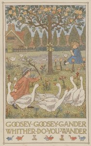 Goosey goosey gander whither do you wander (färglitografi) av Francis Donkin Bedford