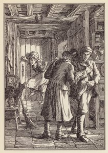 Illustration till Syrsan på härden av Charles Dickens (färglitografi) av Francis Donkin Bedford