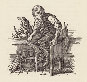Illustration till Syrsan på härden av Charles Dickens (färglitografi) av Francis Donkin Bedford