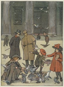 London: The Museum Pigeons (färglitografi) av Francis Donkin Bedford
