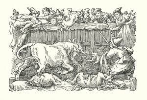 Merrie England: Tjurbete (litografi) av Francis Donkin Bedford