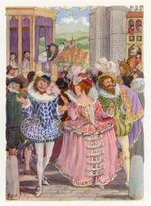 Merrie England: Hedningar och puritaner (färglitografi)