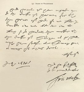 Brev från Sir Francis Drake till Sir Francis Walsingham undertecknat 29 juli 1588, publicerat i 