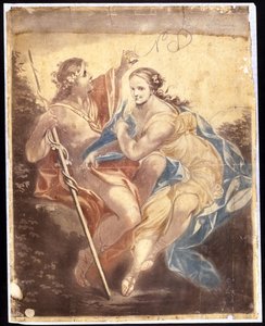 Venus och Adonis, efter en målning av Benjamin West (1738-1820) 1778-81 (mekanisk målning)