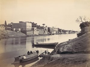 Nilens stränder i Kairo, ca. 1857, tryckt 1870-tal. av Francis Frith