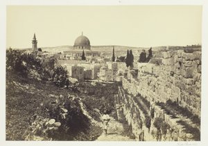 Stadsmuren och Omar-moskén, Jerusalem av Francis Frith