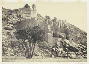 Doum Palm och den ruinerade moskén, Philæ, 1857. av Francis Frith