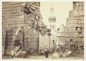 Ingången till det stora templet, Luxor, 1857.