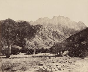 Serbal-berget, från Wádee Feyrán, Egypten,1858 (foto) av Francis Frith