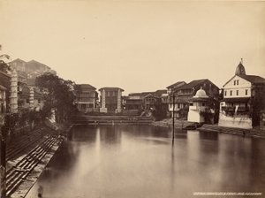 Tempel och vattenreservoar, Walkeshwur av Francis Frith