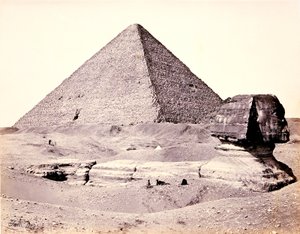 Den stora pyramiden och den stora sfinxen, från sydväst av Francis Frith