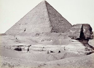 Den stora pyramiden, med sfinxen i förgrunden, El-Geezah av Francis Frith