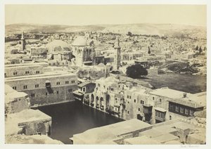 Hiskias pool, från Hippicus torn, Jerusalem, 1857. av Francis Frith