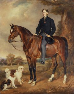 Ett ryttarporträtt av Seymour Sydney Hyde 6th Earl of Harrington (olja på duk)