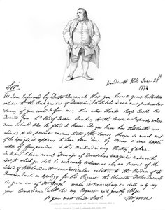 Ett brev och ett porträtt av Francis Grose, 1772, 1840.