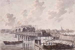 Konstruktion av Blackfriars Bridge, London, c1762.