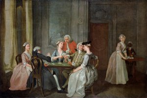 Spelar på Quadrille, 1740-50 av Francis Hayman