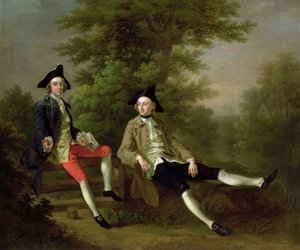 Porträtt av David Garrick (1717-79) (till vänster) och William Windham of Felbrigg (1717-61) (till höger) ca 1745