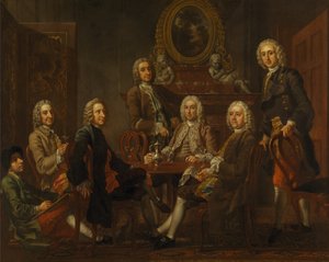Porträtt av en grupp gentlemän med konstnären av Francis Hayman