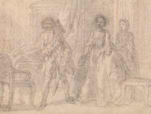 Scen från en pjäs, möjligen Benjamin Hoadleys "The Suspicious Husband" av Francis Hayman