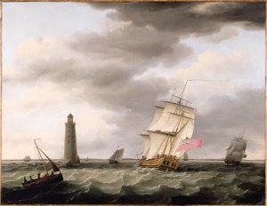 En krigsman som passerar Eddystone-fyren, c.1773