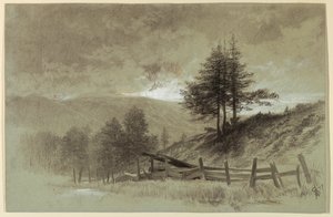 Fält med järnvägsstaket av Francis Hopkinson Smith