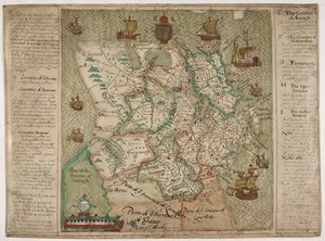 Karta över Ulster (penna och bläck med tvätt på papper) av Francis Jobson