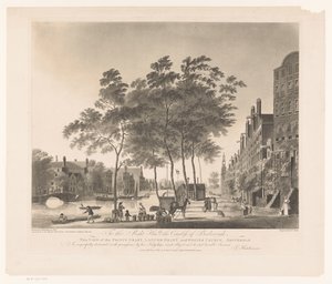Utsikt över Prinsengracht och Westerkerk i Amsterdam Utsikt över Prince graft-Lanuor Graft- och Wester Church-Amsterdam (titel på objekt) av Francis Jukes