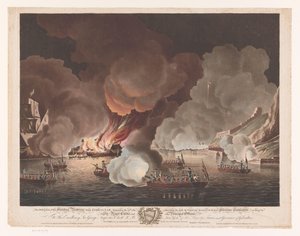 Förstörande av fartyg utanför Gibraltar, 14 september 1782 The Destruction of the Floating Batteries before Gibraltar, 14 september 1782 (...) (titel på objekt)