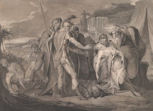 Kung Lear gråter över Cordelia Shakespeares kropp, Kung Lear, akt 5, scen..., 1 augusti 1792. av Francis Legat