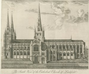 Lichfield Cathedral - South View: etsning och [1800-talet] (tryck) av Francis Perry