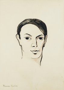 Porträtt av Pablo Picasso; Portrait de Pablo Picasso, ca 1902-1905 (akvarell, pensel och svart bläck samt blyerts på papper) av Francis Picabia