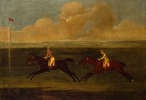 Crop an Iron, Grey Racehorse Beating Faith (olja)