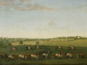 Sir Charles Warre Malets String of Racehorses at Exercise (olja på duk)