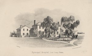 Episcopal Hospital, litografi av P.S. Duval und Son, 1856 av Francis Schell