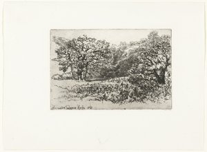 Landskap med en flock djur Hjorden Werrington (titel på objekt) av Francis Seymour Haden (Sir) (signed by artist)