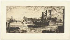 Demontering av skeppet Agamemnon Upplösning av Agememnon av Francis Seymour Haden (Sir) (signed by artist)