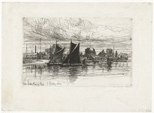 West London Rowing Club (titel på objekt) av Francis Seymour Haden (Sir) (signed by artist)
