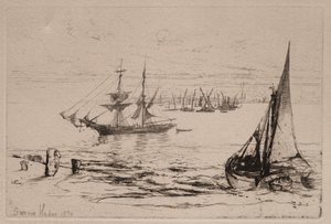 En brig vid ankare, 1879. av Francis Seymour Haden