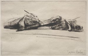 Händer Drypointing av Francis Seymour Haden
