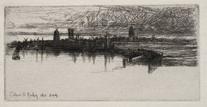 Little Calais Pier, 1865, 03:00, 1865. av Francis Seymour Haden